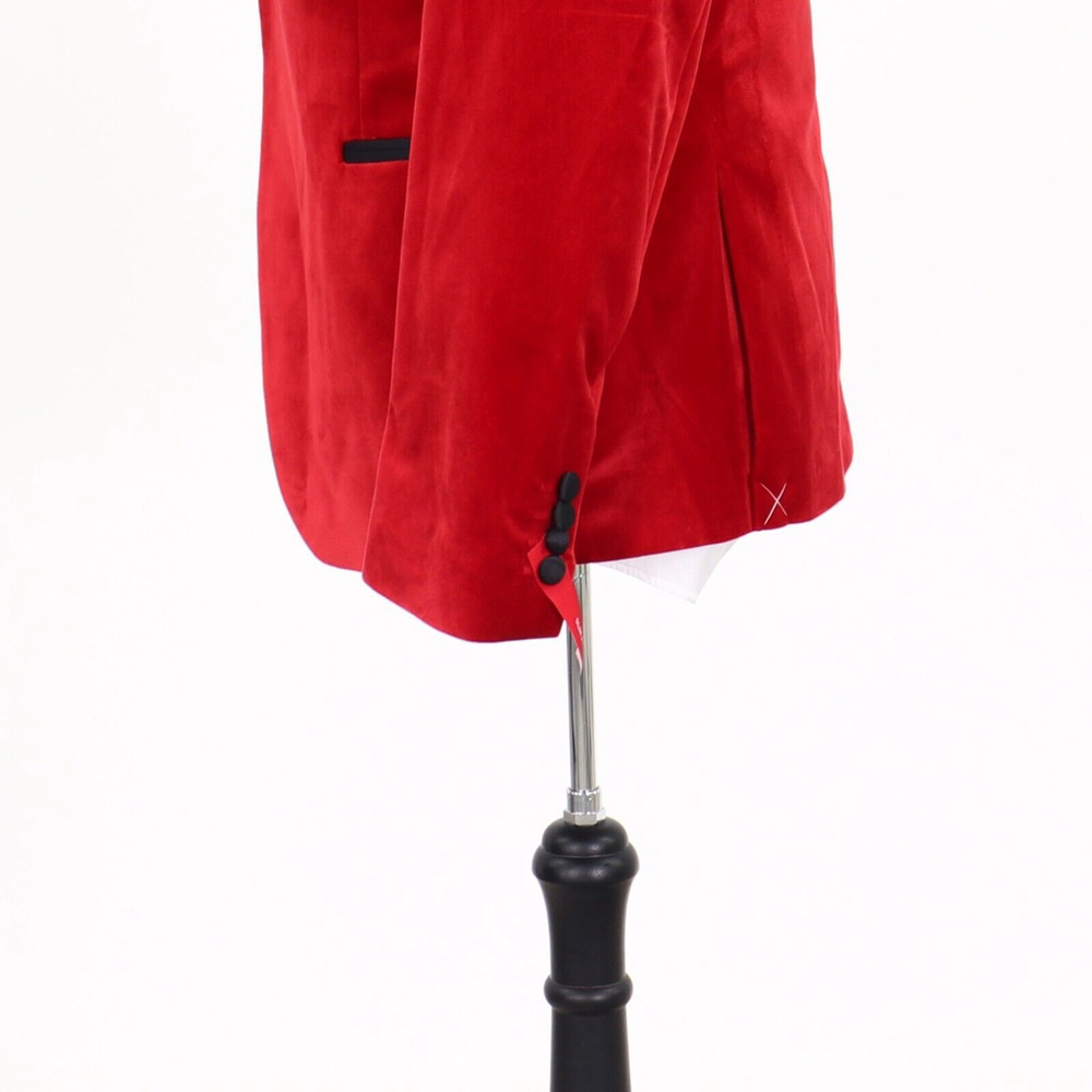 NEW J. Ferrar Slim 36R Red Velvet 1-Button Blazer Tuxedo Jacket W068 - Picture 6 of 8